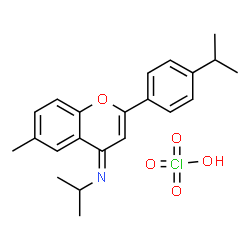 ChemSpider 2D Image | (4Z)-N-Isopropyl-2-(4-isopropylphenyl)-6-methyl-4H-chromen-4-imine perchlorate (1:1) | C22H26ClNO5