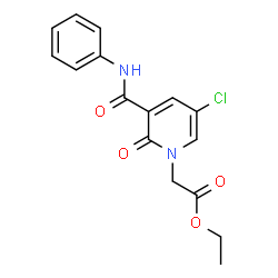 ChemSpider 2D Image | Ethyl [5-chloro-2-oxo-3-(phenylcarbamoyl)-1(2H)-pyridinyl]acetate | C16H15ClN2O4