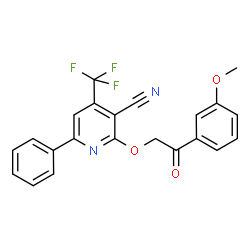 ChemSpider 2D Image | 2-[2-(3-Methoxyphenyl)-2-oxoethoxy]-6-phenyl-4-(trifluoromethyl)nicotinonitrile | C22H15F3N2O3
