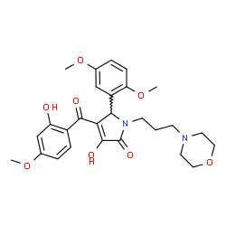 ChemSpider 2D Image | 5-(2,5-Dimethoxyphenyl)-3-hydroxy-4-(2-hydroxy-4-methoxybenzoyl)-1-[3-(4-morpholinyl)propyl]-1,5-dihydro-2H-pyrrol-2-one | C27H32N2O8