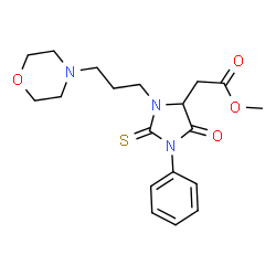 ChemSpider 2D Image | Methyl {3-[3-(4-morpholinyl)propyl]-5-oxo-1-phenyl-2-thioxo-4-imidazolidinyl}acetate | C19H25N3O4S