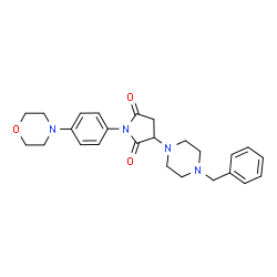 ChemSpider 2D Image | 3-(4-Benzyl-1-piperazinyl)-1-[4-(4-morpholinyl)phenyl]-2,5-pyrrolidinedione | C25H30N4O3