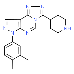 ChemSpider 2D Image | 7-(3,4-Dimethylphenyl)-3-(4-piperidinyl)-7H-pyrazolo[4,3-e][1,2,4]triazolo[4,3-c]pyrimidine | C19H21N7