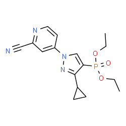 ChemSpider 2D Image | Diethyl [1-(2-cyano-4-pyridinyl)-3-cyclopropyl-1H-pyrazol-4-yl]phosphonate | C16H19N4O3P