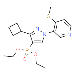ChemSpider 2D Image | Diethyl {3-cyclobutyl-1-[4-(methylsulfanyl)-3-pyridinyl]-1H-pyrazol-4-yl}phosphonate | C17H24N3O3PS