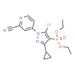 ChemSpider 2D Image | Diethyl [5-chloro-1-(2-cyano-4-pyridinyl)-3-cyclopropyl-1H-pyrazol-4-yl]phosphonate | C16H18ClN4O3P