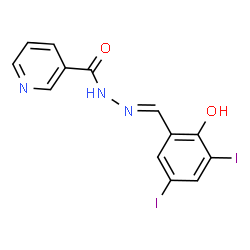 ChemSpider 2D Image | N'-[(E)-(2-Hydroxy-3,5-diiodophenyl)methylene]nicotinohydrazide | C13H9I2N3O2