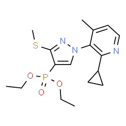 ChemSpider 2D Image | Diethyl [1-(2-cyclopropyl-4-methyl-3-pyridinyl)-3-(methylsulfanyl)-1H-pyrazol-4-yl]phosphonate | C17H24N3O3PS