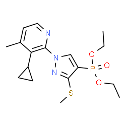 ChemSpider 2D Image | Diethyl [1-(3-cyclopropyl-4-methyl-2-pyridinyl)-3-(methylsulfanyl)-1H-pyrazol-4-yl]phosphonate | C17H24N3O3PS