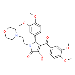 ChemSpider 2D Image | 4-(3,4-Dimethoxybenzoyl)-5-(3,4-dimethoxyphenyl)-3-hydroxy-1-[2-(4-morpholinyl)ethyl]-1,5-dihydro-2H-pyrrol-2-one | C27H32N2O8