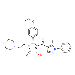 ChemSpider 2D Image | 5-(4-Ethoxyphenyl)-3-hydroxy-4-[(5-methyl-1-phenyl-1H-pyrazol-4-yl)carbonyl]-1-[2-(4-morpholinyl)ethyl]-1,5-dihydro-2H-pyrrol-2-one | C29H32N4O5