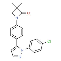 ChemSpider 2D Image | 1-{4-[1-(4-Chlorophenyl)-1H-pyrazol-5-yl]phenyl}-3,3-dimethyl-2-azetidinone | C20H18ClN3O