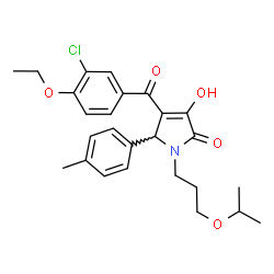 ChemSpider 2D Image | 4-(3-Chloro-4-ethoxybenzoyl)-3-hydroxy-1-(3-isopropoxypropyl)-5-(4-methylphenyl)-1,5-dihydro-2H-pyrrol-2-one | C26H30ClNO5
