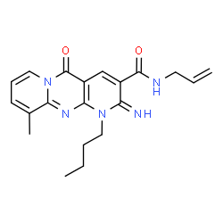 ChemSpider 2D Image | N-Allyl-1-butyl-2-imino-10-methyl-5-oxo-1,5-dihydro-2H-dipyrido[1,2-a:2',3'-d]pyrimidine-3-carboxamide | C20H23N5O2