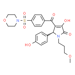 ChemSpider 2D Image | 3-Hydroxy-5-(4-hydroxyphenyl)-1-(3-methoxypropyl)-4-[4-(4-morpholinylsulfonyl)benzoyl]-1,5-dihydro-2H-pyrrol-2-one | C25H28N2O8S