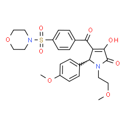 ChemSpider 2D Image | 3-Hydroxy-1-(2-methoxyethyl)-5-(4-methoxyphenyl)-4-[4-(4-morpholinylsulfonyl)benzoyl]-1,5-dihydro-2H-pyrrol-2-one | C25H28N2O8S