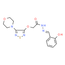 ChemSpider 2D Image | N'-[(E)-(2-Hydroxyphenyl)methylene]-2-{[4-(4-morpholinyl)-1,2,5-thiadiazol-3-yl]oxy}acetohydrazide | C15H17N5O4S