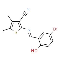 ChemSpider 2D Image | 2-[(E)-(5-Bromo-2-hydroxybenzylidene)amino]-4,5-dimethyl-3-thiophenecarbonitrile | C14H11BrN2OS