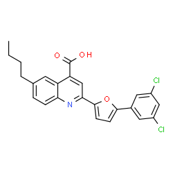ChemSpider 2D Image | 6-Butyl-2-[5-(3,5-dichlorophenyl)-2-furyl]-4-quinolinecarboxylic acid | C24H19Cl2NO3