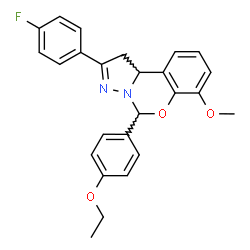 ChemSpider 2D Image | 5-(4-Ethoxyphenyl)-2-(4-fluorophenyl)-7-methoxy-1,10b-dihydropyrazolo[1,5-c][1,3]benzoxazine | C25H23FN2O3