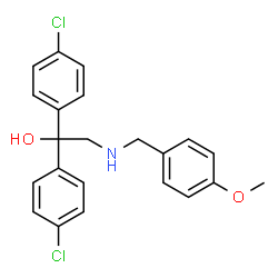 ChemSpider 2D Image | 1,1-Bis(4-chlorophenyl)-2-[(4-methoxybenzyl)amino]ethanol | C22H21Cl2NO2
