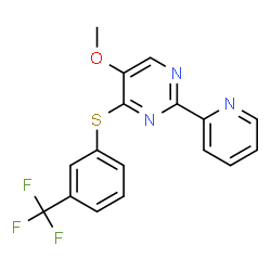 ChemSpider 2D Image | 5-Methoxy-2-(2-pyridinyl)-4-{[3-(trifluoromethyl)phenyl]sulfanyl}pyrimidine | C17H12F3N3OS
