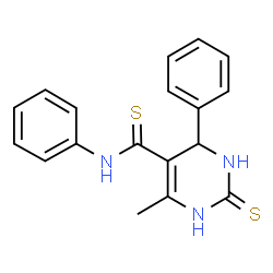 ChemSpider 2D Image | 6-Methyl-N,4-diphenyl-2-thioxo-1,2,3,4-tetrahydro-5-pyrimidinecarbothioamide | C18H17N3S2