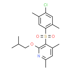 ChemSpider 2D Image | 3-[(4-Chloro-2,5-dimethylphenyl)sulfonyl]-2-isobutoxy-4,6-dimethylpyridine | C19H24ClNO3S