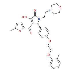 ChemSpider 2D Image | 3-Hydroxy-4-(5-methyl-2-furoyl)-5-{4-[2-(2-methylphenoxy)ethoxy]phenyl}-1-[2-(4-morpholinyl)ethyl]-1,5-dihydro-2H-pyrrol-2-one | C31H34N2O7