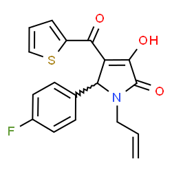 ChemSpider 2D Image | 1-Allyl-5-(4-fluorophenyl)-3-hydroxy-4-(2-thienylcarbonyl)-1,5-dihydro-2H-pyrrol-2-one | C18H14FNO3S