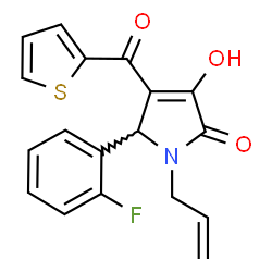 ChemSpider 2D Image | 1-Allyl-5-(2-fluorophenyl)-3-hydroxy-4-(2-thienylcarbonyl)-1,5-dihydro-2H-pyrrol-2-one | C18H14FNO3S