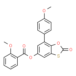 ChemSpider 2D Image | 7-(4-Methoxyphenyl)-2-oxo-1,3-benzoxathiol-5-yl 2-methoxybenzoate | C22H16O6S