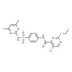 ChemSpider 2D Image | 5-Chloro-N-{4-[(4,6-dimethyl-2-pyrimidinyl)sulfamoyl]phenyl}-2-(ethylsulfanyl)-4-pyrimidinecarboxamide | C19H19ClN6O3S2