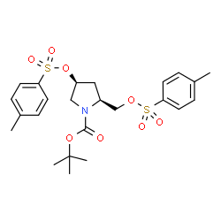 ChemSpider 2D Image | 2-Methyl-2-propanyl (2S,4S)-4-{[(4-methylphenyl)sulfonyl]oxy}-2-({[(4-methylphenyl)sulfonyl]oxy}methyl)-1-pyrrolidinecarboxylate | C24H31NO8S2