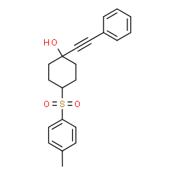 ChemSpider 2D Image | 4-[(4-Methylphenyl)sulfonyl]-1-(phenylethynyl)cyclohexanol | C21H22O3S
