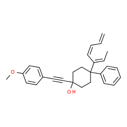 ChemSpider 2D Image | 4-[(2E,4Z)-2,4,6-Heptatrien-3-yl]-1-[(4-methoxyphenyl)ethynyl]-4-phenylcyclohexanol | C28H30O2