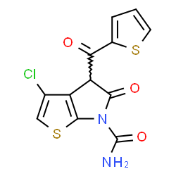 ChemSpider 2D Image | 3-Chloro-5-oxo-4-(2-thienylcarbonyl)-4,5-dihydro-6H-thieno[2,3-b]pyrrole-6-carboxamide | C12H7ClN2O3S2