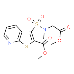 ChemSpider 2D Image | Methyl 3-[(2-methoxy-2-oxoethyl)(methyl)sulfamoyl]thieno[2,3-b]pyridine-2-carboxylate | C13H14N2O6S2