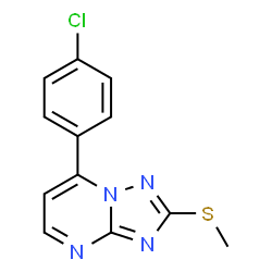 ChemSpider 2D Image | 7-(4-Chlorophenyl)-2-(methylsulfanyl)[1,2,4]triazolo[1,5-a]pyrimidine | C12H9ClN4S