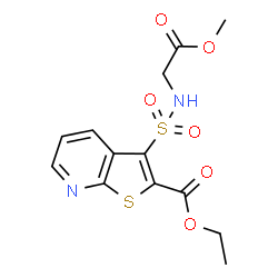 ChemSpider 2D Image | Ethyl 3-[(2-methoxy-2-oxoethyl)sulfamoyl]thieno[2,3-b]pyridine-2-carboxylate | C13H14N2O6S2