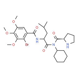 ChemSpider 2D Image | N-{2-[(2-Bromo-3,4,5-trimethoxybenzoyl)amino]-4-methylpentanoyl}-N-cyclohexyl-L-prolinamide | C27H40BrN3O6