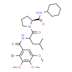 ChemSpider 2D Image | N-(2-Bromo-3,4,5-trimethoxybenzoyl)leucyl-N-cyclohexyl-L-prolinamide | C27H40BrN3O6