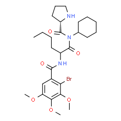ChemSpider 2D Image | N-{2-[(2-Bromo-3,4,5-trimethoxybenzoyl)amino]hexanoyl}-N-cyclohexyl-L-prolinamide | C27H40BrN3O6