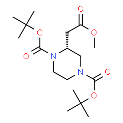 ChemSpider 2D Image | Bis(2-methyl-2-propanyl) (2R)-2-(2-methoxy-2-oxoethyl)-1,4-piperazinedicarboxylate | C17H30N2O6