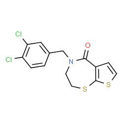 ChemSpider 2D Image | 4-(3,4-Dichlorobenzyl)-3,4-dihydrothieno[3,2-f][1,4]thiazepin-5(2H)-one | C14H11Cl2NOS2