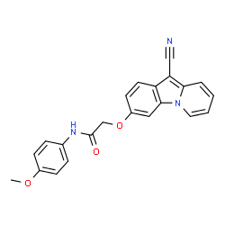 ChemSpider 2D Image | 2-[(10-Cyanopyrido[1,2-a]indol-3-yl)oxy]-N-(4-methoxyphenyl)acetamide | C22H17N3O3