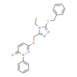 ChemSpider 2D Image | 6-{[5-(Benzylsulfanyl)-4-ethyl-4H-1,2,4-triazol-3-yl]methoxy}-2-phenyl-3(2H)-pyridazinone | C22H21N5O2S