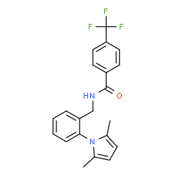 ChemSpider 2D Image | N-[2-(2,5-Dimethyl-1H-pyrrol-1-yl)benzyl]-4-(trifluoromethyl)benzamide | C21H19F3N2O
