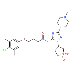 ChemSpider 2D Image | 4-(4-Chloro-3,5-dimethylphenoxy)-N-[1-(1,1-dioxidotetrahydro-3-thiophenyl)-3-(4-methyl-1-piperazinyl)-1H-1,2,4-triazol-5-yl]butanamide | C23H33ClN6O4S