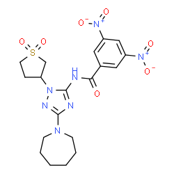 ChemSpider 2D Image | N-[3-(1-Azepanyl)-1-(1,1-dioxidotetrahydro-3-thiophenyl)-1H-1,2,4-triazol-5-yl]-3,5-dinitrobenzamide | C19H23N7O7S